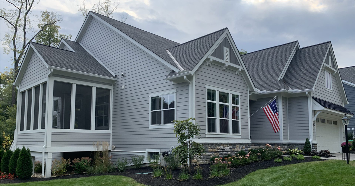 Durable, low-maintenance K-Guard gutters on residential house